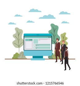 businessmen with computer desktop avatar character