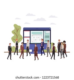 businessmen with computer desktop avatar character