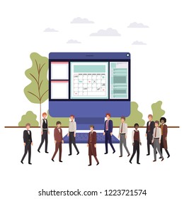 businessmen with computer desktop avatar character