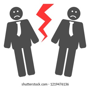 Businessmen conflict icon on a white background. Isolated businessmen conflict symbol with flat style.