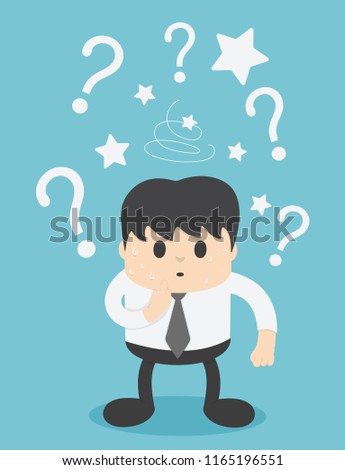 Businessmen are confused and have question marks.