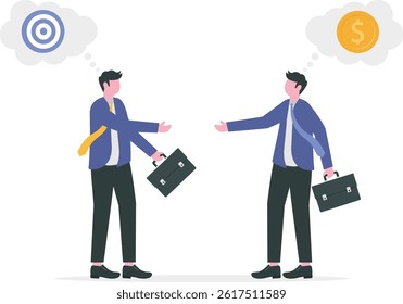 Businessmen consult investment guidelines Financial.target direction of successful business strategy concept.

