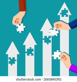 Businessmen cooperate with Jigsaw. Collaborative idea to grow your business