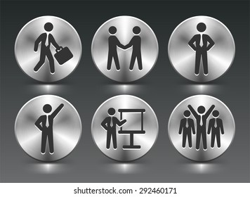 Businessmen and Corporate Presentations on Silver Round Buttons