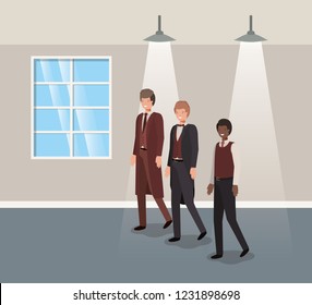 businessmen in corridor office