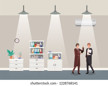 businessmen couple in corridor office