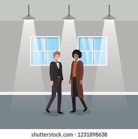 businessmen couple in corridor office