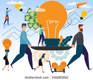 Businessmen and creative ideas to make money The growth of the business with teamwork and collaboration within the organization and outside the organization. Business cooperation vector illustration.