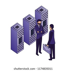 businessmen with data server center technology