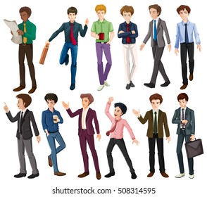 Businessmen in different clothes illustration