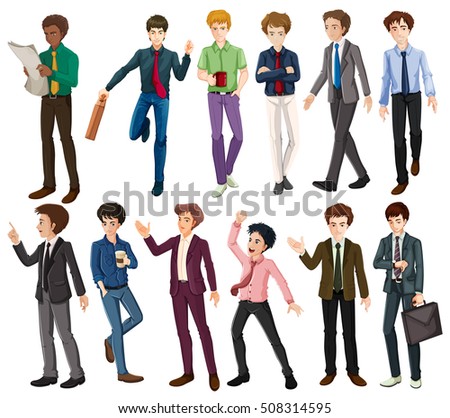 Businessmen in different clothes illustration