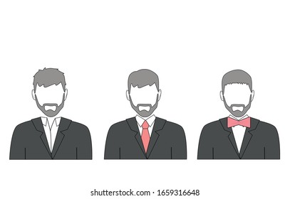 Geschäftsleute. verschiedene Kleidung. Vektorillustration.