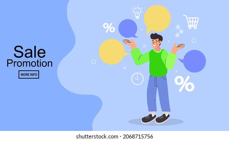 businessmen discuss social network. dialogue speech bubbles above them. social networks. Chat easily landing page website. Vector illustration flat style.