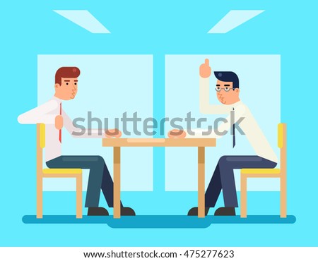 Businessmen discussing and strategy flat design characters vector illustration