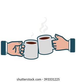 Businessmen drinking coffee. Vector illustration