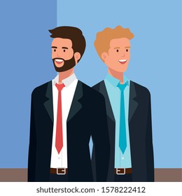 businessmen elegant avatar character icon vector illustration design