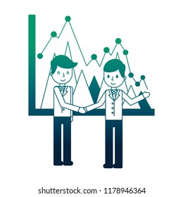 businessmen elegant with statistics graphical isolated icon