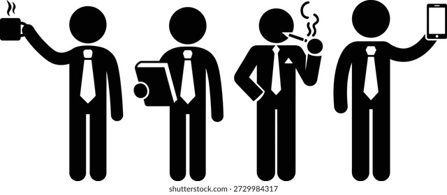 Businessmen engaging in various activities