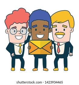 businessmen with envelope send email vector illustration