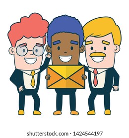 businessmen with envelope send email vector illustration