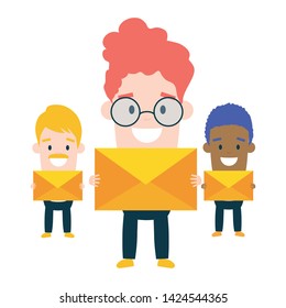 businessmen with envelope send email vector illustration