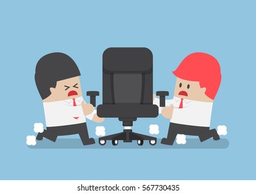 Businessmen fighting for ceo chair, business competition and rivalry concept