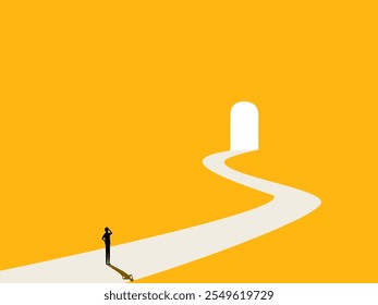 Businessmen figure out the way to the door of success. vector