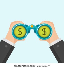 Businessmen Find Money, Vector Illustration