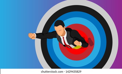 businessmen fly through the target. modern gradient colors. vector Eps 10