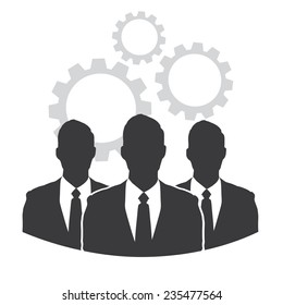 businessmen with gear 