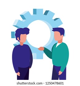 businessmen gear teamwork cooperation