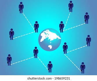 Businessmen and globe