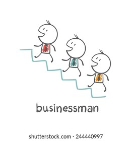 businessmen go up the stairs illustration 