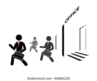 Businessmen go from work