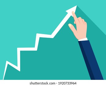 Businessmen graph the growth. Symbol of success