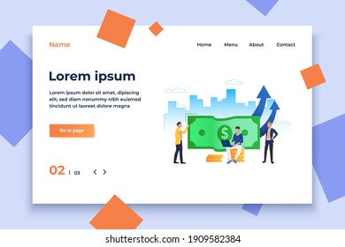 Businessmen with growing dollar concept vector illustration. Earning, investment, financial forecast. Banking concept. Design for website templates, posters, banners