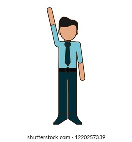 Businessmen with hand up