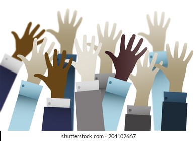 Businessmen hands up