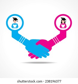 businessmen handshake between educated men and women stock vector