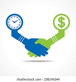 businessmen handshake between men having time and money stock vector