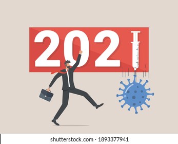 Businessmen are happy after the discovery of a coronavirus vaccine, giving vaccines in 2021
