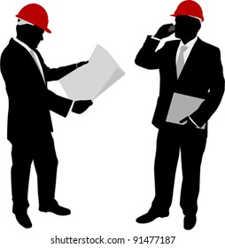 Businessmen With Hard Hat Silhouettes