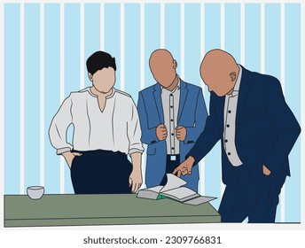 Businessmen having a Discussion in office vector illusastution