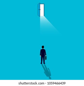 Businessmen headed to the door. to goal to successful growth modern ideas And to achieve higher. vector illustration. Business opportunity concept