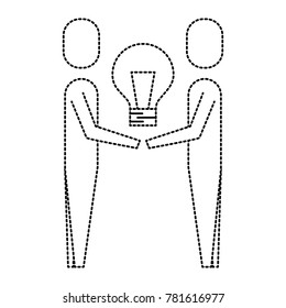 businessmen holding bulb creativity work team