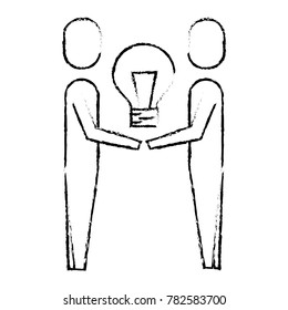 businessmen holding bulb creativity work team