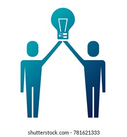 businessmen holding bulb idea solution innovation teamwork