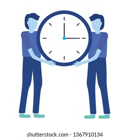 businessmen holding clock