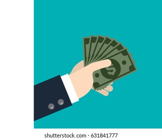 Businessmen holding dollars bank note, Business concept, Flat style vector illustration EPS 10.