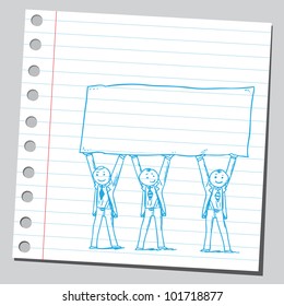 Businessmen holding empty banner